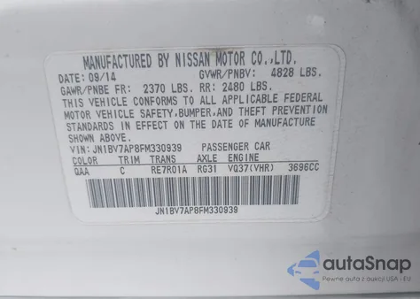 2015 Infiniti Q50 Premium из США, поврежденный, VIN JN1BV7AP8FM330939